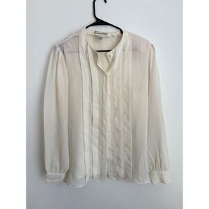 VNTG Diane Von Furstenberg‎ Pleated Button Blouse Preppy Quiet Luxury Old Money